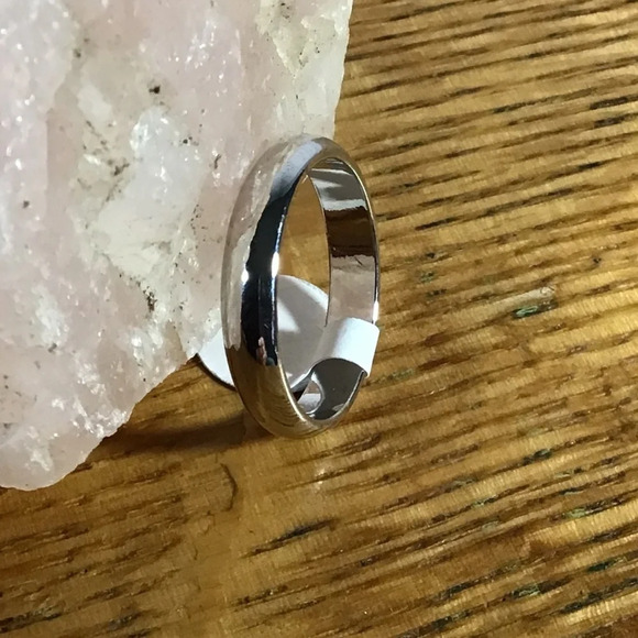 Silver Stainless Steel Band Ring - Picture 4 of 5